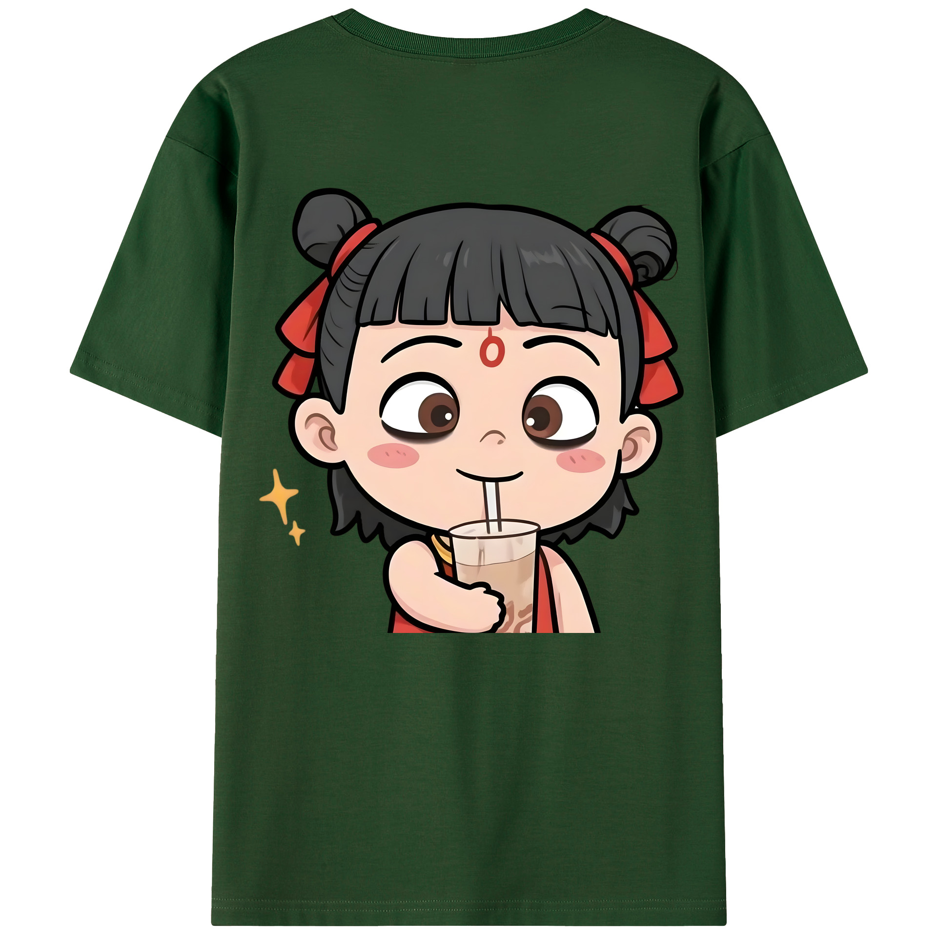 （画像用） Ne Zha 2 ナタ 魔童の大暴れ 綿100％半袖Tシャツ（背面プリント）